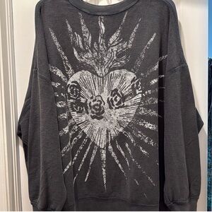 We The Free Gray Heart Graphic Sweatshirt